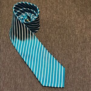 Donald Trump Signature Collection Teal White Diagonal Stripe Silk Tie